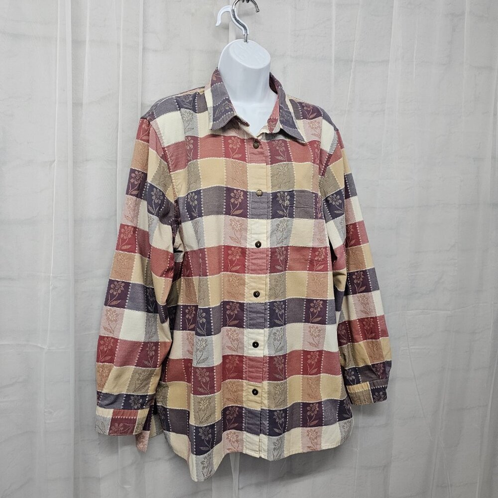 Alfred Dunner Lavender Pink Patchwork Floral Butt… - image 5